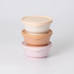 Miniware Set 3 boluri cu capac hrana bebelusi Miniware, 100% din materiale naturale biodegradabile, Cotton Candy+Toffee+Vanilla Set pentru masa bebelusi