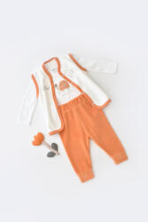 BabyCosy Set 3 piese Broscuta cu body, pantalonasi si vestuta din 80%bumbac organic si 20% poliester - Portocaliu, BabyCosy (Marime: 6-9 luni)