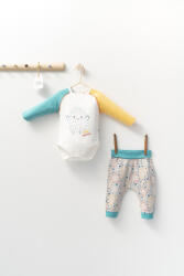 Tongs baby Set cu pantalonasi si body cu maneca lunga pentru bebelusi Monster, Tongs baby (Marime: 18-24 Luni, Culoare: Turcoaz)