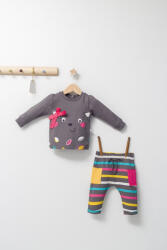 Tongs baby Set 2 piese cu bluzita si pantalonasi pentru fetite Colorful autum, Tongs baby (Culoare: Gri, Marime: 18-24 Luni)