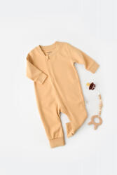 BabyCosy Salopeta cu fermoar cu maneca lunga si pantaloni lungi - 100%bumbac organic - Mustar, BabyCosy (Marime: 6-9 luni)