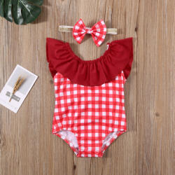 drool Costum de baie cu patratele rosii si bentita Drool (Marime: 80)