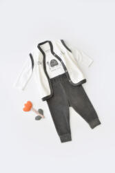 BabyCosy Set 3 piese Broscuta cu body, pantalonasi si vestuta din 80%bumbac organic si 20% poliester - Antracit, BabyCosy (Marime: 6-9 luni)