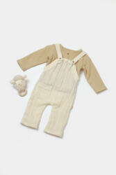BabyCosy Set bluza si salopeta, Winter muselin, 100% bumbac - Stone, BabyCosy (Marime: 12-18 Luni)