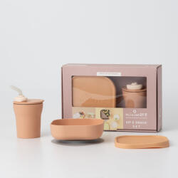 Miniware Set diversificare hrana bebelusi Miniware Sip&Snack, 100% din materiale naturale biodegradabile, 3 piese, Toffee Set pentru masa bebelusi