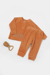 BabyCosy Set bluzita si pantaloni Elefant, 80%bumbac organic si 20% poliester - Caramiziu, BabyCosy (Marime: 3-6 Luni)