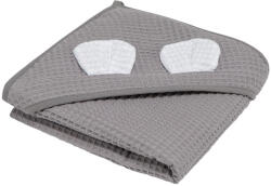 Skiddou Prosop nou nascut Skiddou Skumi, 100% bumbac, cu gluga cu urechiuse, Gri inchis, 100x100cm