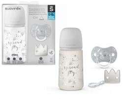Suavinex Set Cadou Biberon 270ml + Suzetă 0-6m + Clema Silver Premium, Spread Joy, Suavinex Set pentru masa bebelusi