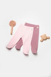 BabyCosy Set 2 pantaloni cu botosei Bamboo, roz, BabyCosy, 50%bumbac+50% bambus (Marime: 3-6 Luni)