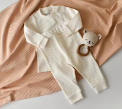 BabyCosy Set bluzita cu maneca lunga si pantaloni lungi din bumbac organic si 5% elastan - Ecru, BabyCosy (Marime: 9-12 luni)