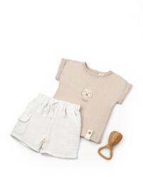 BabyCosy Set tricou maro cu pantaloni scurti TeddyBear, 100% bumbac organic, BabyCosy (Marime: 9-12 luni)