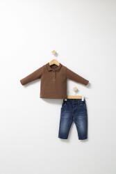 Tongs baby Set 2 piese cu bluzita si pantaloni de blugi Forest pentru baietei, Tongs baby (Culoare: Maro, Marime: 18-24 Luni)