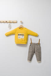Tongs baby Set 2 piese cu bluzita si pantalonasi cu buzunare King, Tongs baby (Culoare: Galben, Marime: 9-12 luni)