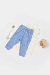 BabyCosy Set 2 pantalonasi Printed, BabyCosy, 50% modal+50% bumbac, Ecru/Lavanda (Marime: 12-18 Luni)