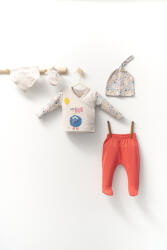 Tongs baby Set de 5 piese pentru nou nascut baietei Monster, Tongs baby (Culoare: Corai)