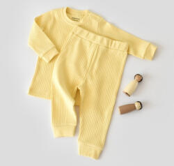 BabyCosy Set bluzita cu maneca lunga si pantaloni lungi din bumbac organic si 5% elastan - Galben BabyCosy (Marime: 9-12 luni)
