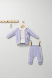 Tongs baby Set 3 piese: pantaloni, bluzita si hainuta pentru bebelusi Gazelle, Tongs baby (Culoare: Mov, Marime: 6-9 luni)