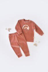BabyCosy Set Curcubeu cu bluzita cu maneca lunga si pantaloni lungi din 80%bumbac organic si 20% poliester - Caramiziu, BabyCosy (Marime: 6-9 luni)