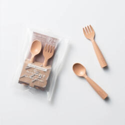 Miniware Set de tacamuri bebelusi Miniware My First Cutlery, 100% din materiale naturale biodegradabile, Toffee Set pentru masa bebelusi