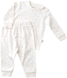 BabyCosy Set bluzita cu maneca lunga si pantaloni lungi - bumbac organic 100% - Ecru cu buline, BabyCosy (Marime: 3-6 Luni)