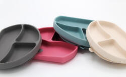 BabyJem Farfurie din silicon cu 3 compartimente pentru auto-diversificare BabyJem (Culoare: Maro) Set pentru masa bebelusi