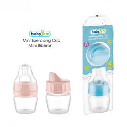 BabyJem Mini biberon 2 in 1 Cana si biberon din sticla BabyJem 30 ml (Culoare: Somon)