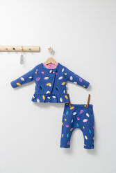 Tongs baby Set 2 piese cu bluzita cu volan si pantalonasi pentru fetite Colorful autum, Tongs baby (Culoare: Albastru, Marime: 9-12 luni)