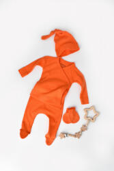 BabyCosy Set 4 piese: bluza, pantaloni, caciulita si manusi din bumbac organic si modal - Rodie, BabyCosy (Marime: 3-6 Luni)