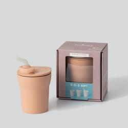 Miniware Pahar cu capac si pai antrenament bebelusi Miniware 1-2-3 Sip! , 100% din materiale naturale biodegradabile, Toffee