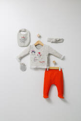 Tongs baby Set de iarna de 5 piese pentru nou nascut Crazy Penguins, Tongs baby (Culoare: Portocaliu)