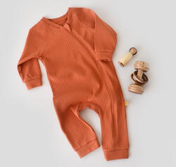 BabyCosy Salopeta cu fermoar cu maneca lunga si pantaloni lungi din 95%bumbac organic si 5% elastan - Portocaliu BabyCosy (Marime: 9-12 luni)