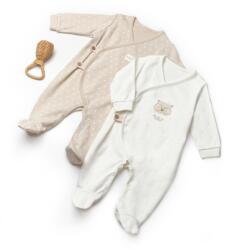 BabyCosy Set 2 salopete petrecute TeddyBear, 100%bumbac organic, BabyCosy (Marime: 0-3 Luni)
