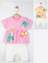 Tongs baby Set tricou de vara cu pantalonasi pentru fetite, Tongs baby (Culoare: Somon, Marime: 6-9 luni)