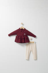 Tongs baby Set cu pantalonasi si camasuta in carouri pentru bebelusi Ballon, Tongs baby (Culoare: Rosu, Marime: 9-12 luni)