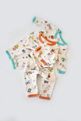 BabyCosy Set 2 salopetele cu maneca lunga si pantaloni lungi - 100%bumbac organic - Portocaliu si Verde, BabyCosy (Marime: 3-6 Luni)