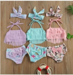 drool Costum de baie cu franjuri din 3 piese Drool (Marime: 80, Model: Scoici)