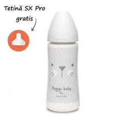 Suavinex Biberon 360 ml cu tetină rotundă din silicon, debit dens, pisică gri Hygge Suavinex