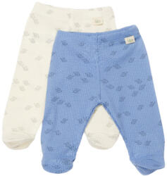 BabyCosy Set 2 pantalonasi cu botosei Printed, BabyCosy, 50% modal+50% bumbac, Ecru/Lavanda (Marime: 0-3 Luni)