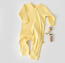 BabyCosy Salopeta cu fermoar cu maneca lunga si pantaloni lungi din 95%bumbac organic si 5% elastan - Galben, BabyCosy (Marime: 18-24 Luni)