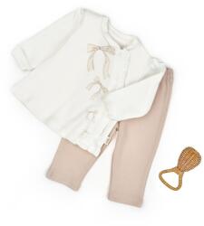 BabyCosy Set bluză și pantalonași, Bow, BabyCosy, 100%bumbac organic (Marime: 3-6 Luni)