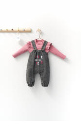 Tongs baby Set cu salopeta din denim si bluzita pentru bebelusi Monster, Tongs baby (Marime: 6-9 luni)