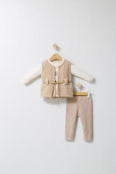 Tongs baby Set 3 piese: pantaloni, bluzita si vestuta eleganta pentru bebelusi Fun Penguin, Tongs baby (Culoare: Crem, Marime: 6-9 luni)