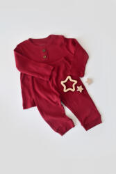 BabyCosy Set bluzita cu maneca lunga si pantaloni lungi din bumbac organic si modal - Rosu BabyCosy (Marime: 6-9 luni)