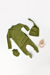 BabyCosy Set 4 piese: bluza, pantaloni, caciulita si manusi din bumbac organic si modal - Verde, BabyCosy (Marime: 6-9 luni)