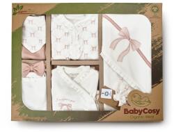 BabyCosy Set de 10 piese pentru nou nascut, Bow, powder, 100% bumbac organic, BabyCosy