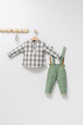 Tongs baby Set cu pantalonasi cu bretele si camasuta in carouri pentru bebelusi King, Tongs baby (Culoare: Verde, Marime: 9-12 luni)