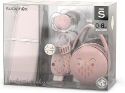 Suavinex Set cadou BONHOMIA 4 piese, roz, Suavinex Set pentru masa bebelusi