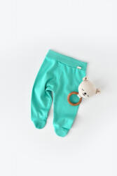 BabyCosy Pantaloni cu Botosei - Bumbac organic Turcoaz BabyCosy (Marime: 3-6 Luni)