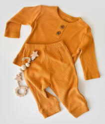 BabyCosy Set bluzita cu maneca lunga si pantaloni lungi din bumbac organic si modal - Mustar BabyCosy (Marime: 12-18 Luni)
