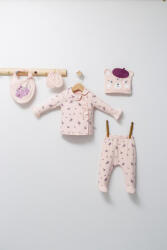 Tongs baby Set de 5 piese pentru nou nascut Paris Love, Tongs baby (Culoare: Somon)